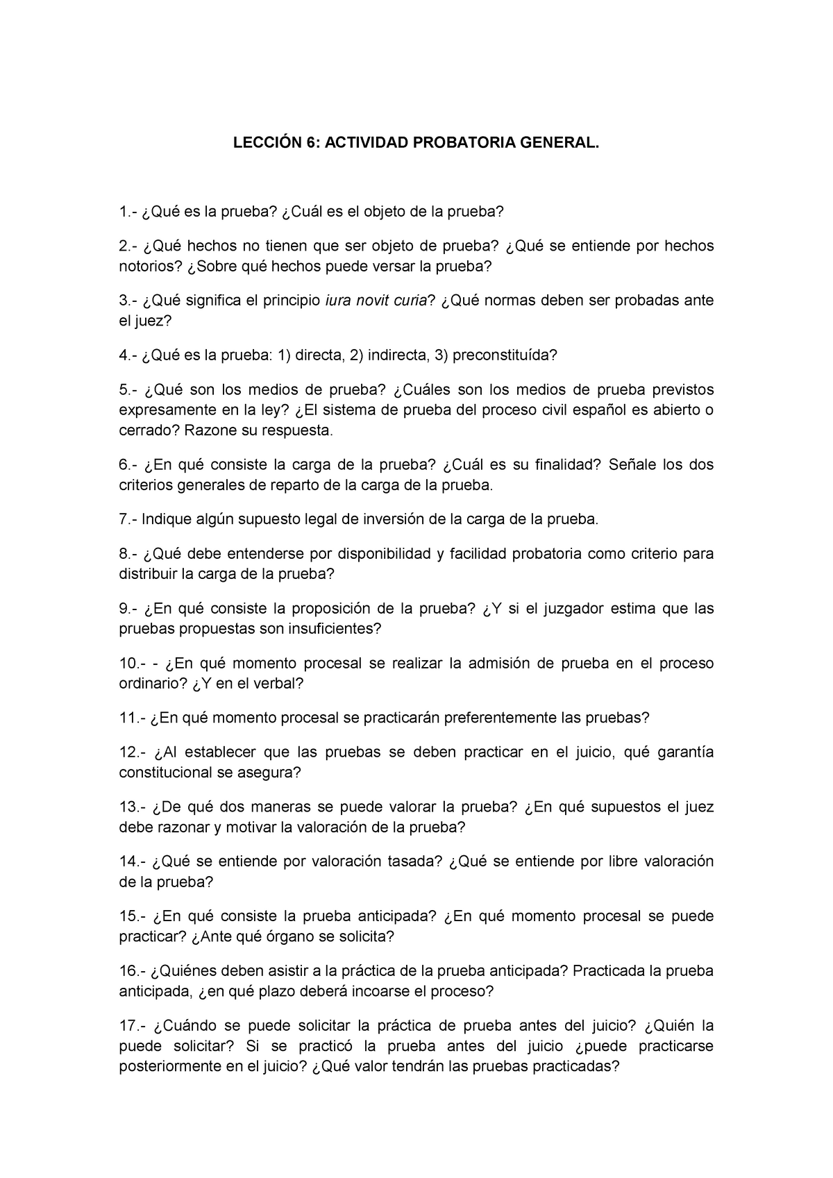 Lecciones 6 Y 7 - Preguntas Introduccion Al Derecho Procesal - LECCIÓN ...