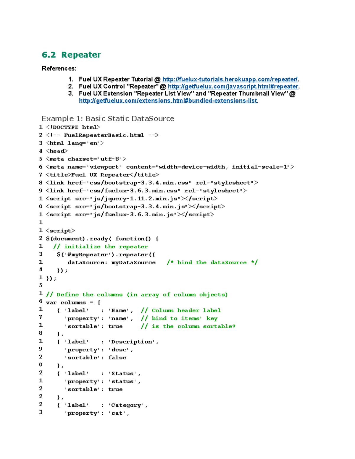 JAVA Basics 43 6 Repeater References 1. Fuel UX Repeater Tutorial