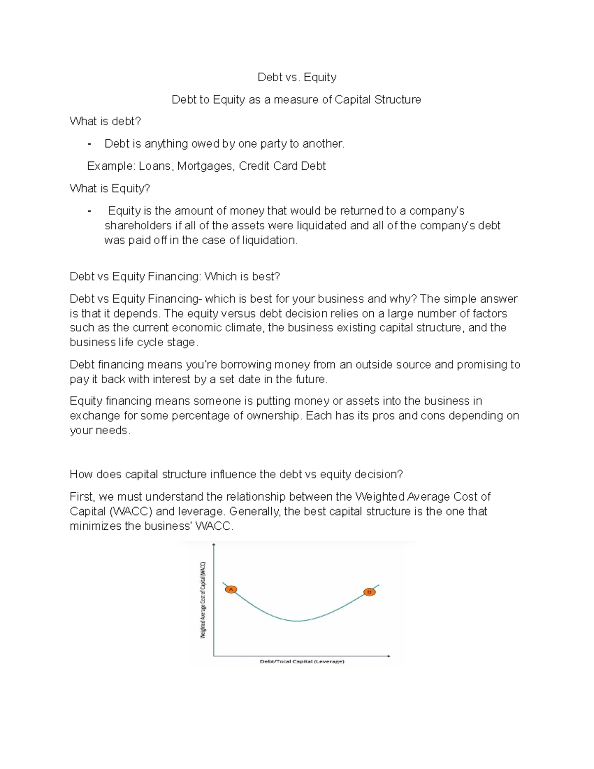PFIN22-Group-4 - Lecture notes - Debt vs. Equity Debt to Equity as a ...