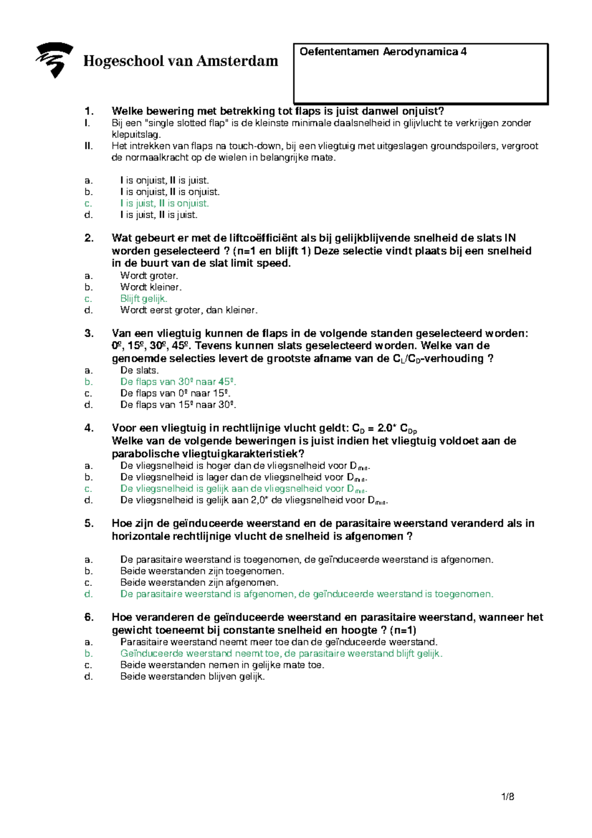 Proef/oefen Tentamen 2013, Vragen - Oefententamen Aerodynamica 4 1 ...