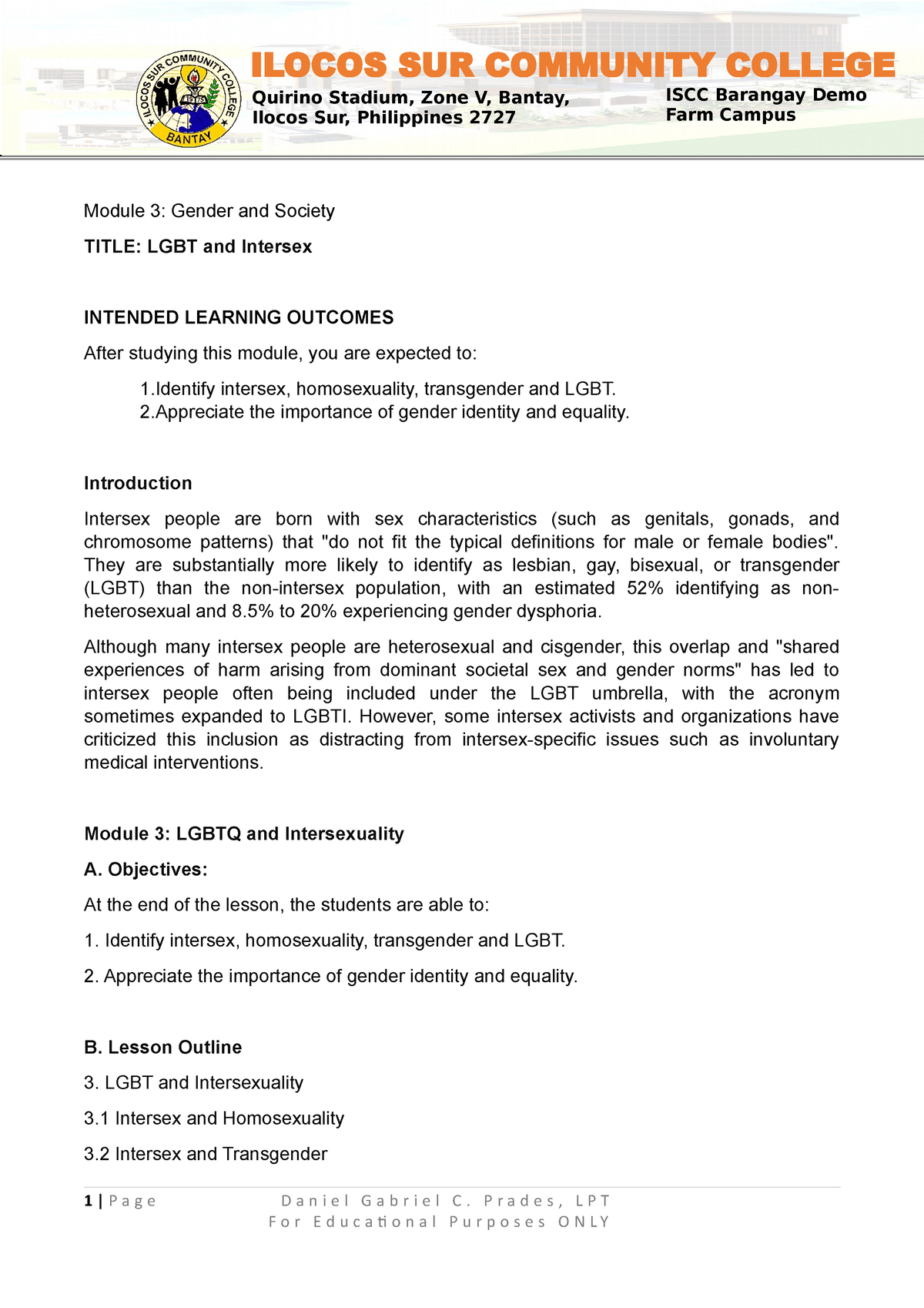 Module 3 Gender And Society - Module 3: Gender And Society TITLE: LGBT ...