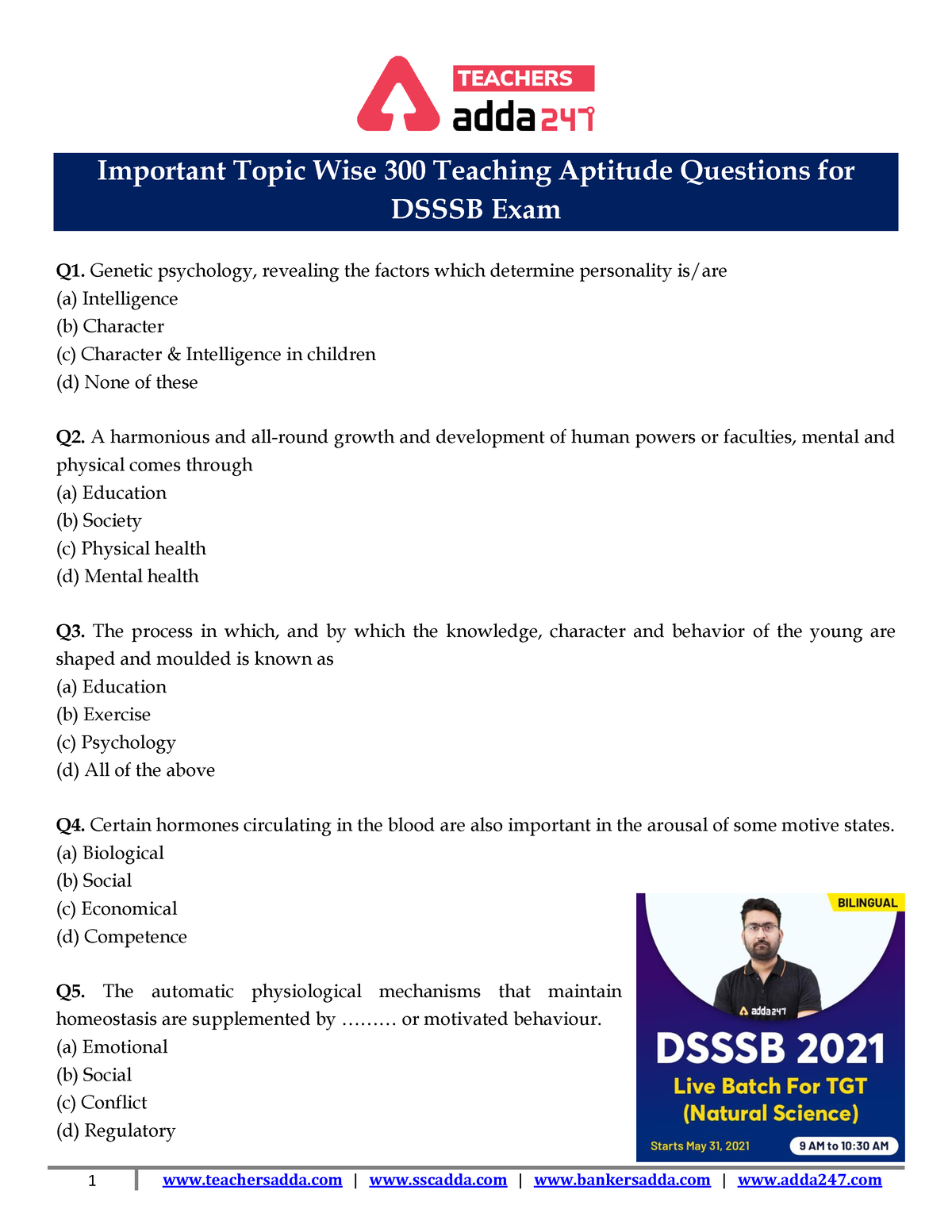 teaching research aptitude questions answers