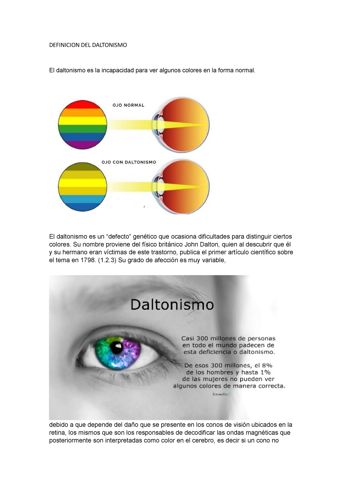 Definicion DEL Daltonismo - DEFINICION DEL DALTONISMO El Daltonismo Es ...