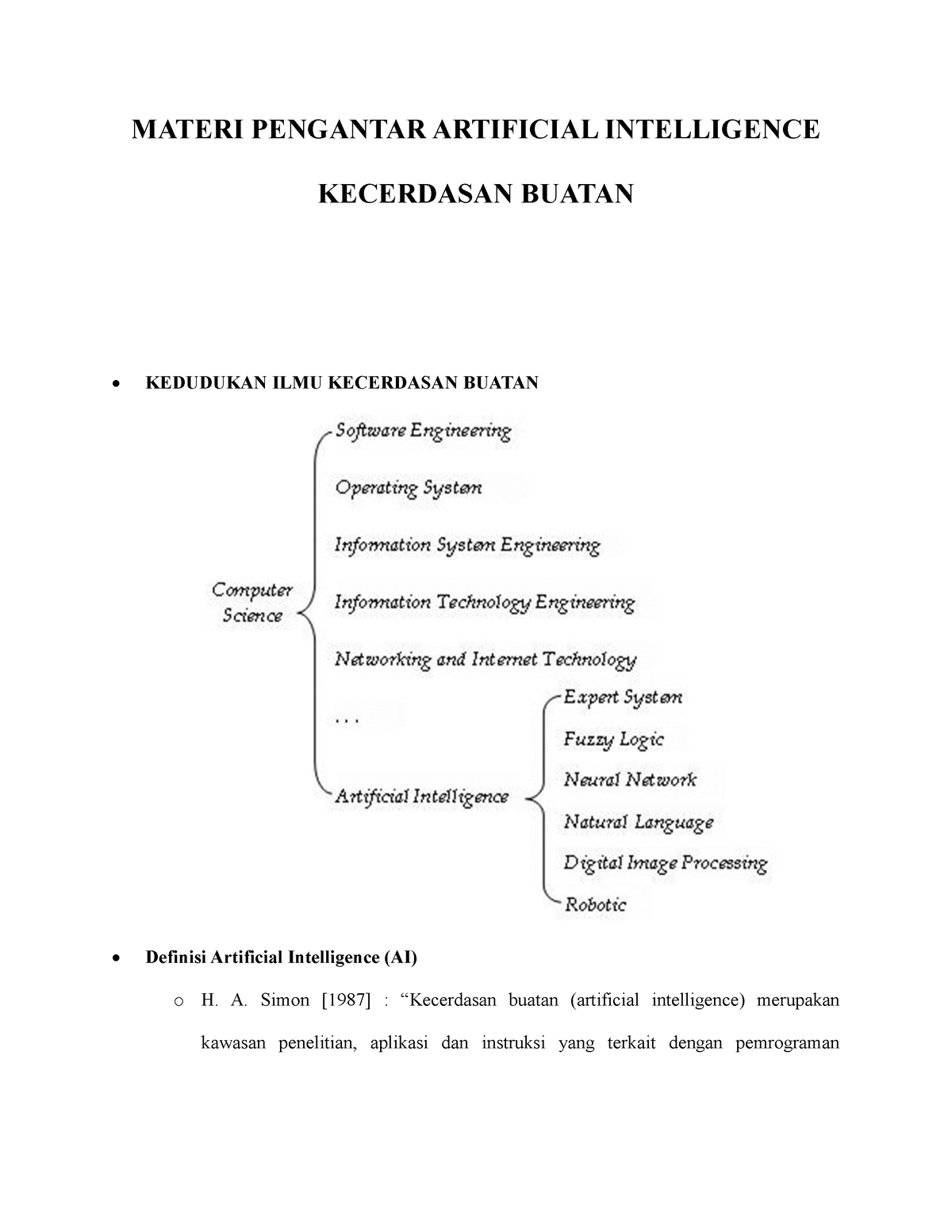 Materi Pengantar Artificial Intelligence - MATERI PENGANTAR ARTIFICIAL ...