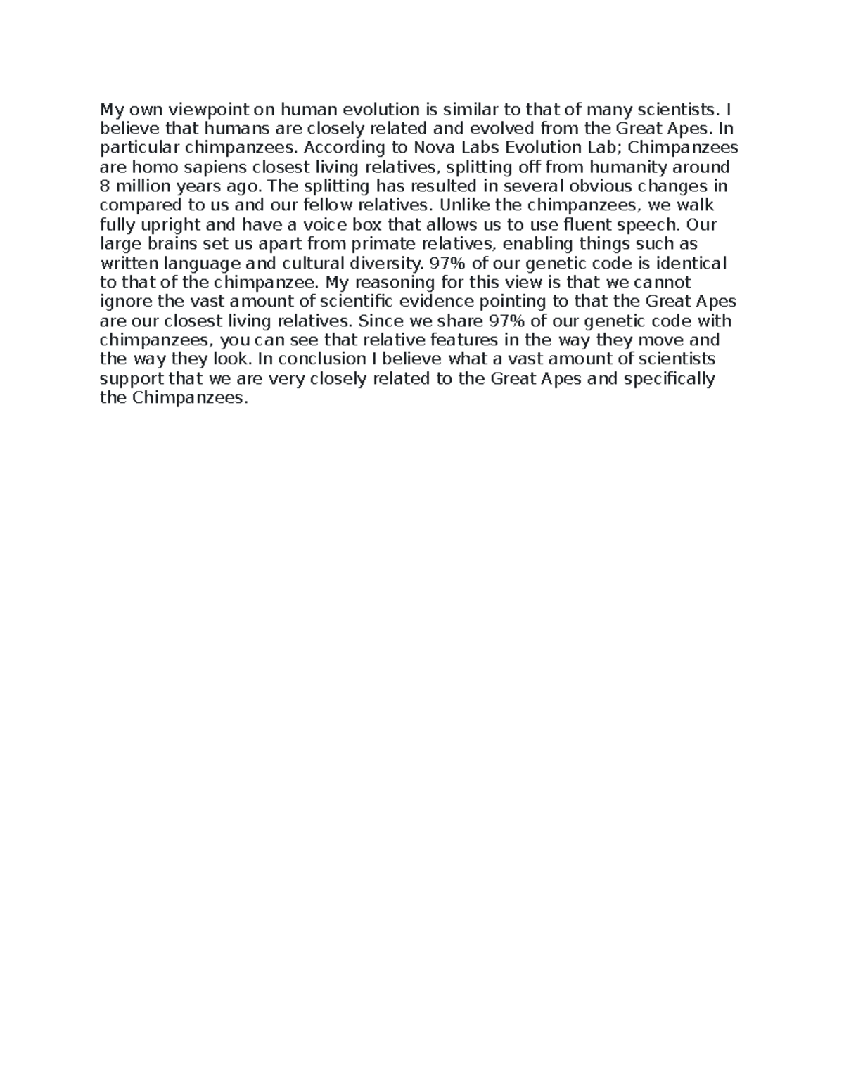 367 - essays - My own viewpoint on human evolution is similar to that ...