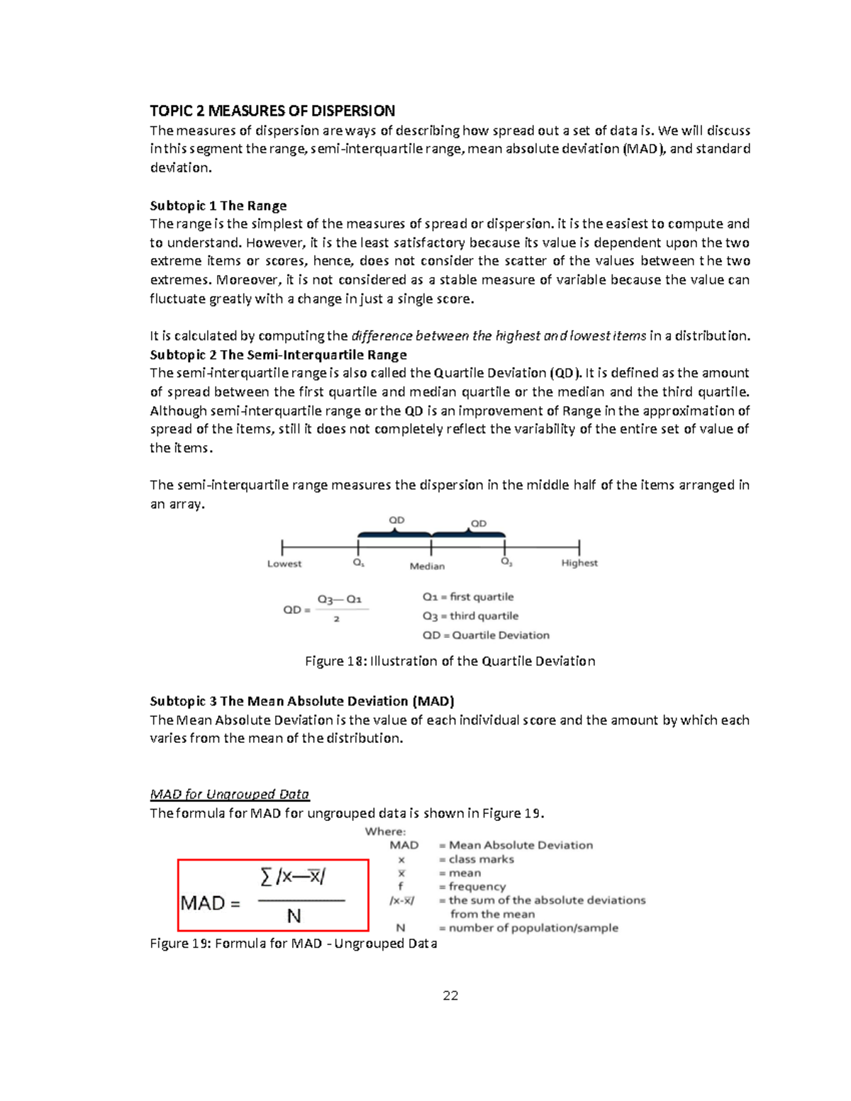 Psy 5 - Psy 5 - TOPIC 2 MEASURES OF DISPERSION The measures of ...