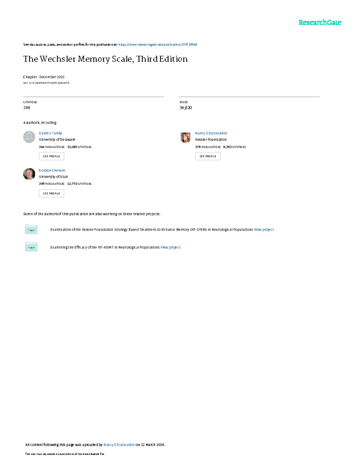 Dr.Chiaravalloti-Tulsky DSetal-The Wechsler Memory Scale Third Edition ...