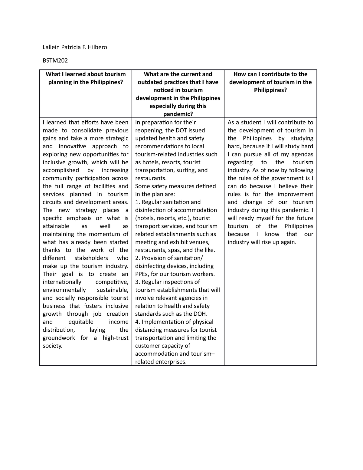 11 Handout 2 - Practical - Lallein Patricia F. Hilbero BSTM What I ...