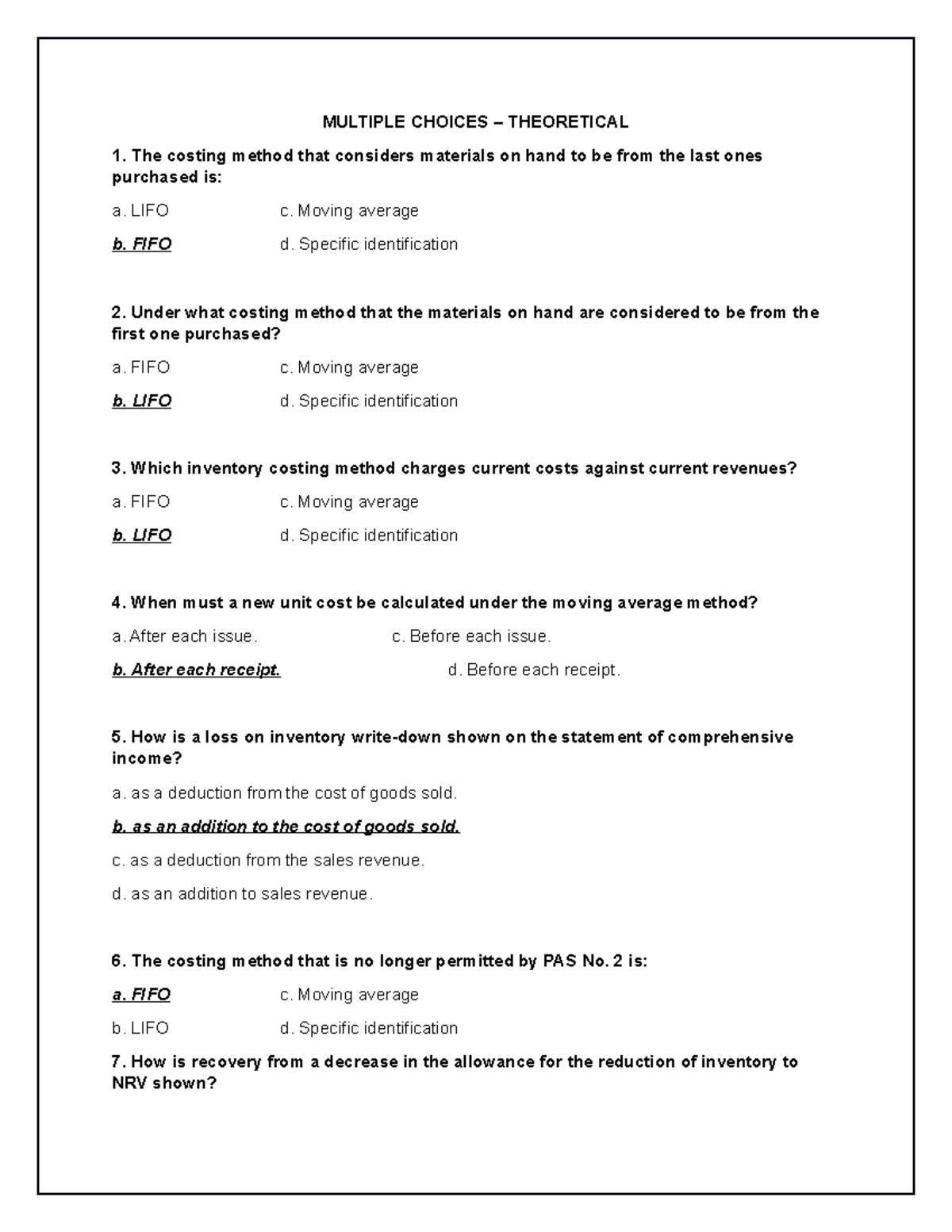 Cost Accounting Control - Accountancy - Studocu