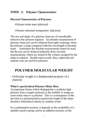 Polymer Engineering: Lecture 4 notes or Thermal Properties of Polymers ...