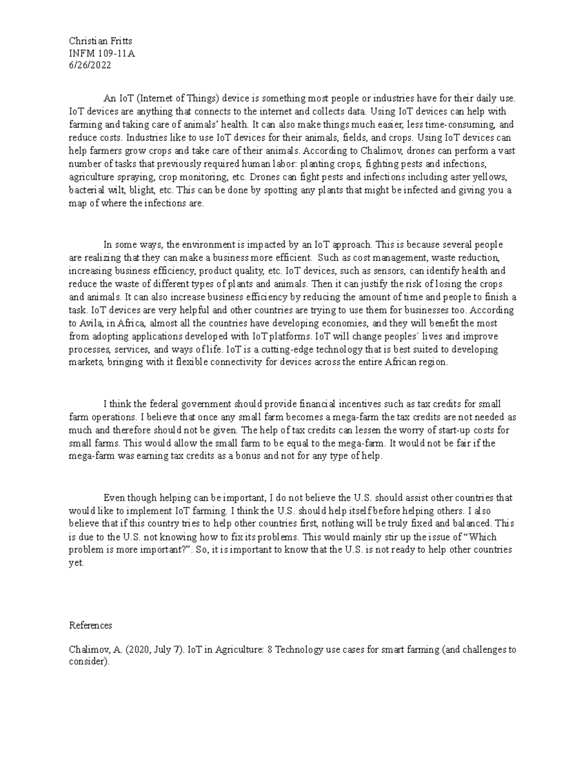Writing Assignment 2 INFM 109 Fritts - Christian Fritts INFM 109-11A 6 ...