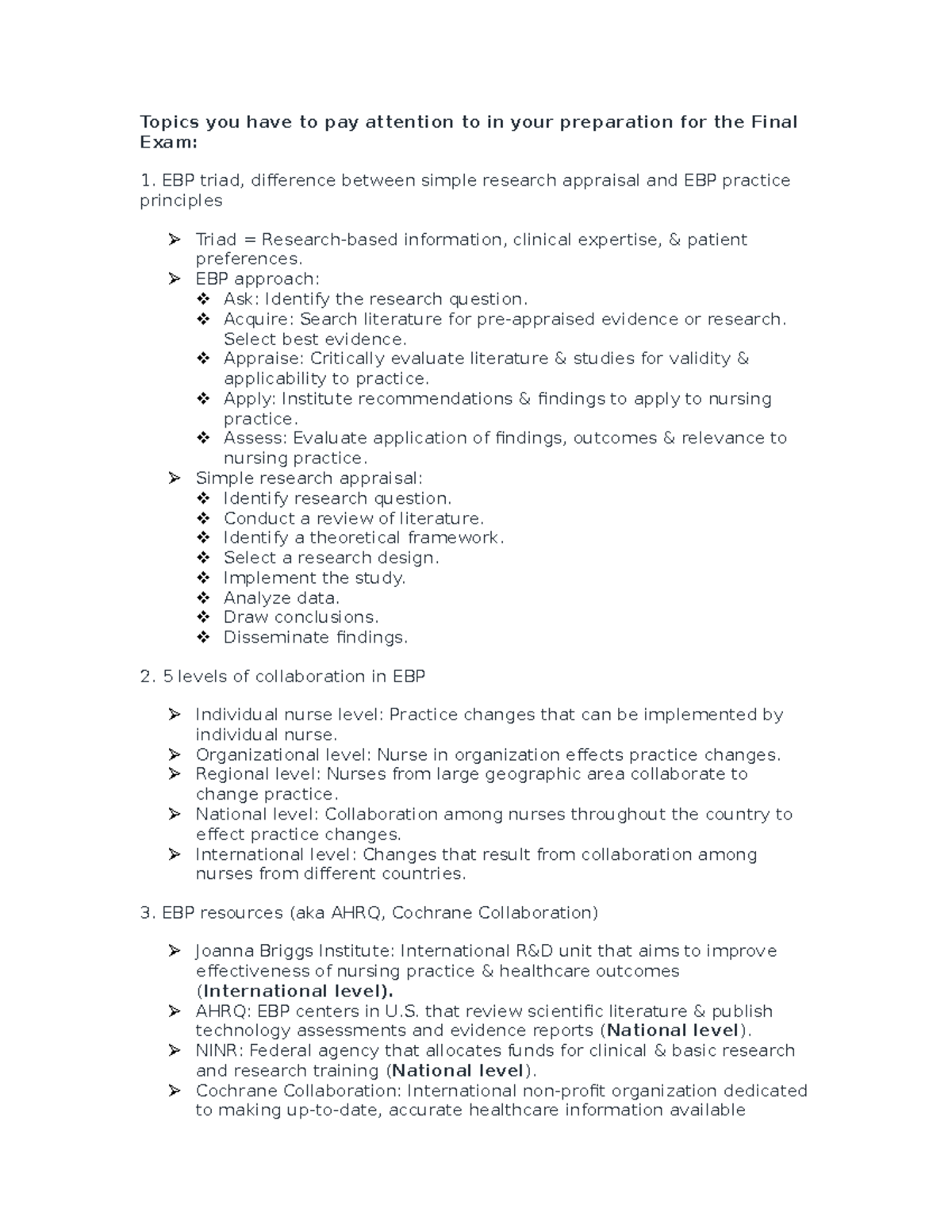 Research Final Study Guide - Topics you have to pay attention to in ...