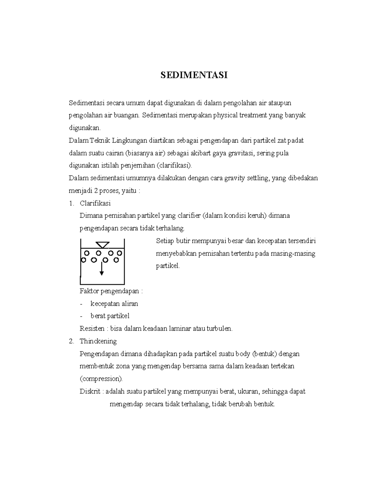 Kuliah 5 - Materi Tentang Satuan Operasi - SEDIMENTASI Sedimentasi ...