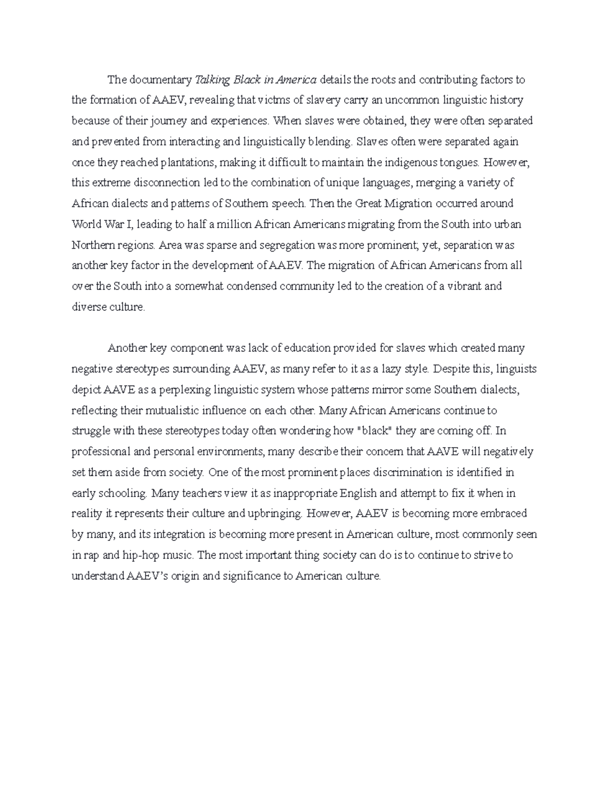 Anth week 2 Leigh stuckey writing assgn week 2 The documentary