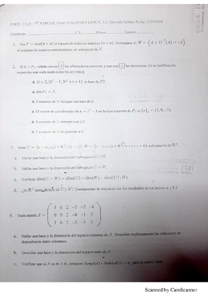 Examen Algebra 1 - Exam - CURSOS DE PREPARACI ́ON PARA EL 1er PARCIAL ...