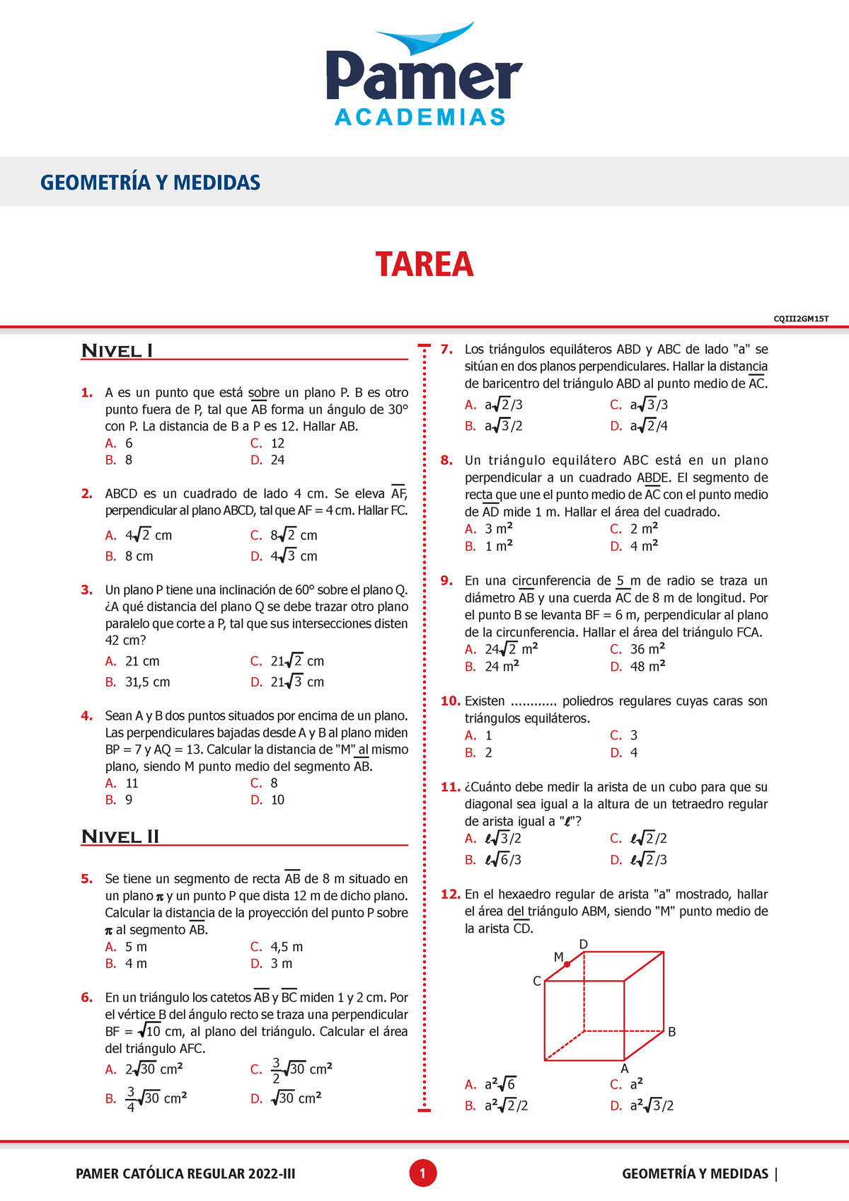 Tarea 15 Geometria - Azafasf - PAMER CATÓLICA REGULAR 2022-III 1 ...