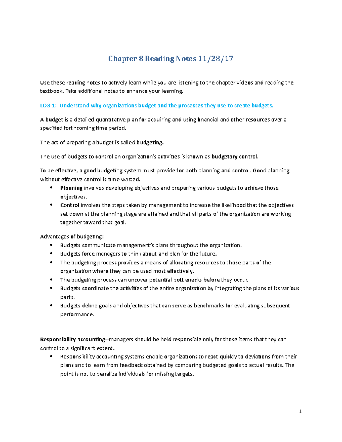 Chapter 8 Reading Notes 16th Edition - Chapter 8 Reading Notes 11/28 ...