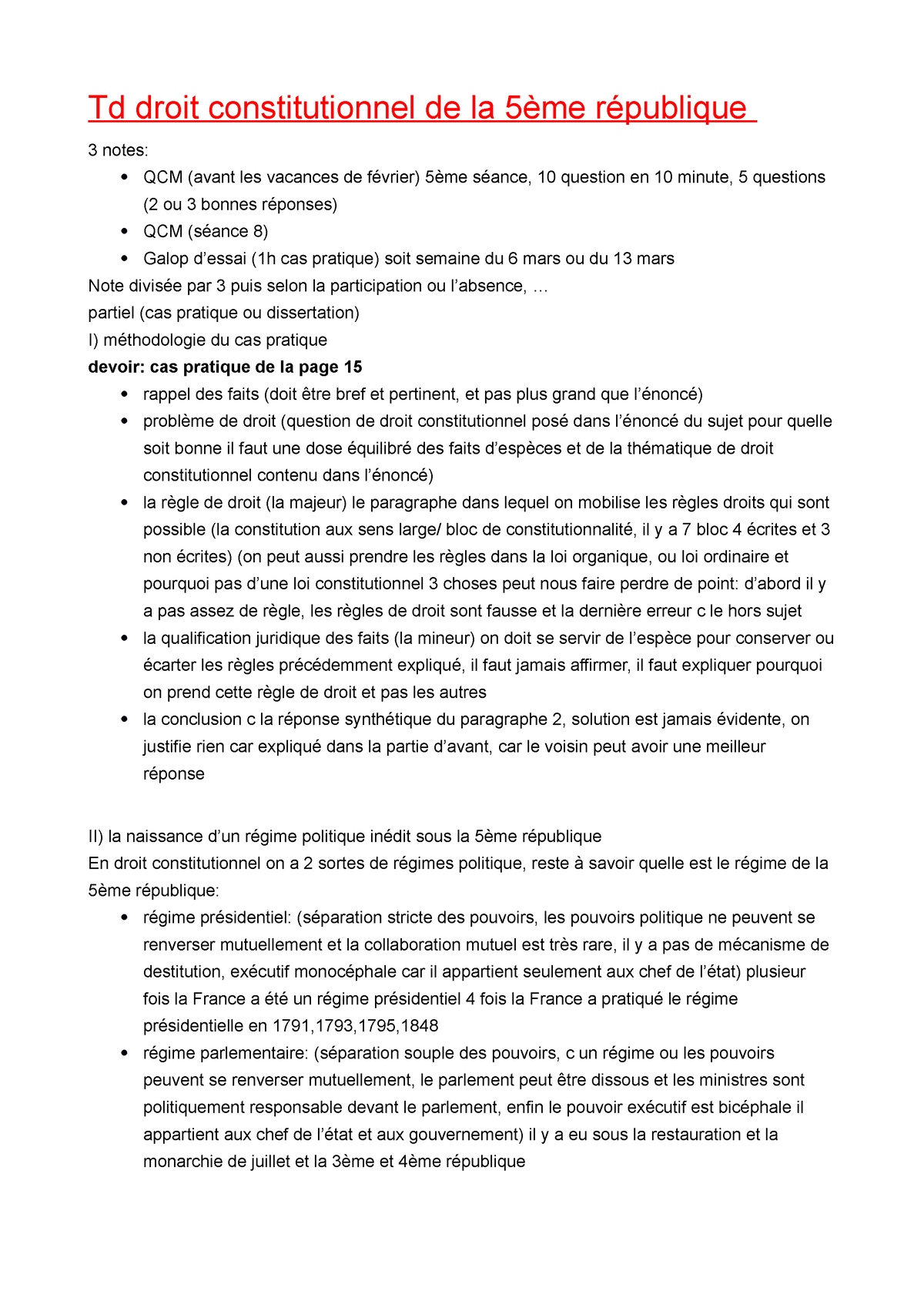 Droit Constitutionnel De La 5ème République L1 Td Droit Constitutionnel De La 5ème République