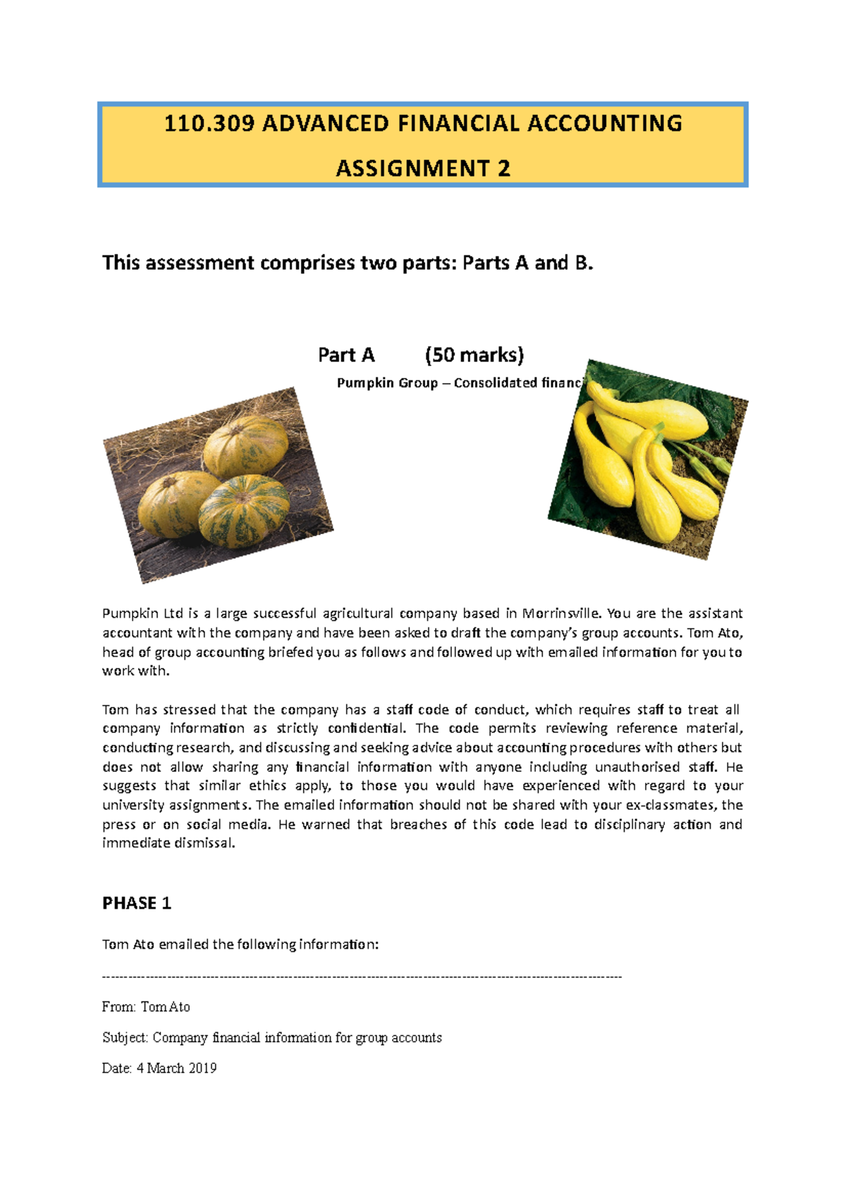 110309 Assignment 2 Semester 1 2019 - 110 ADVANCED FINANCIAL ACCOUNTING ...
