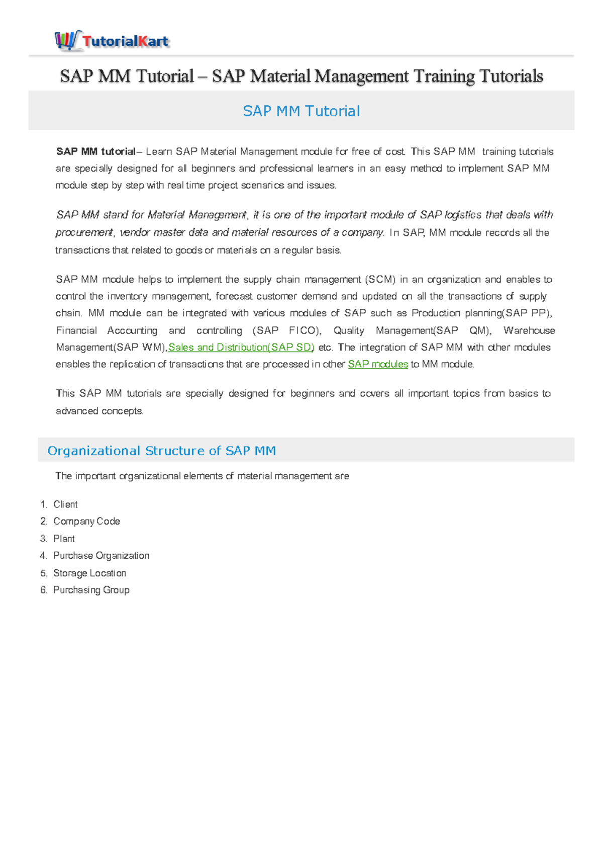Sap Mm Material Management Training Tutorial - SAP MM Tutorial SAP MM ...