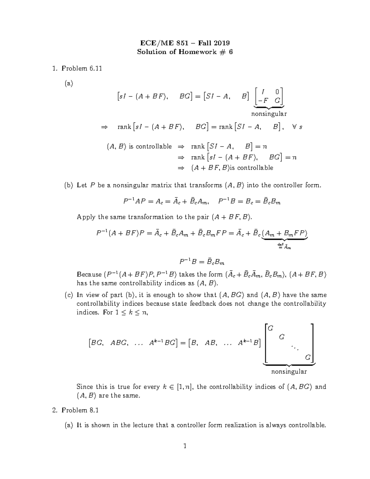 HWSolution 6 - HW6 Solution - ECE 851 - MSU - Studocu