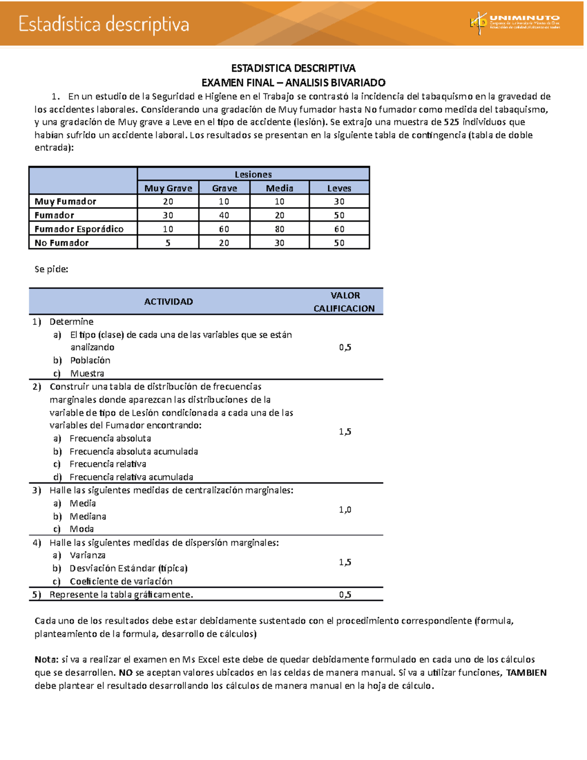 Trabajo Estadistica - ESTADISTICA DESCRIPTIVA EXAMEN FINAL – ANALISIS ...