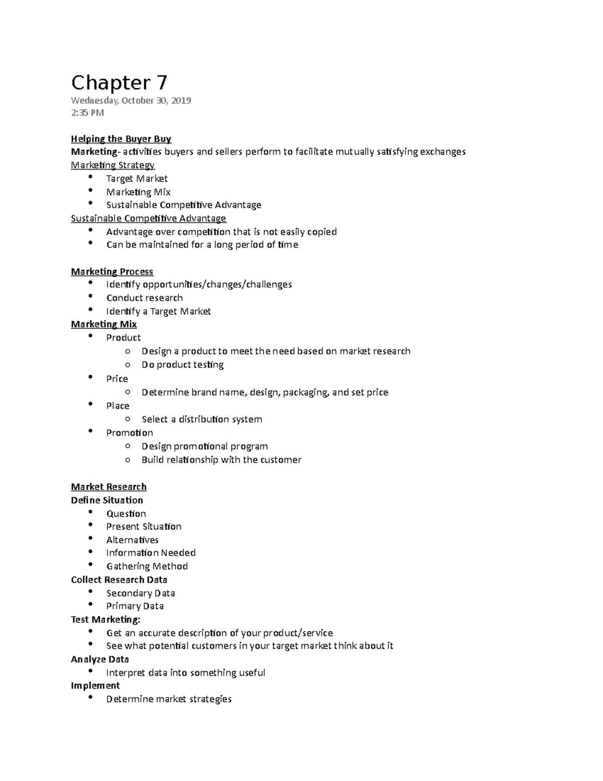 Chapter 7 - Lecture Notes 7 - Chapter 7 Wednesday, October 30, 2019 2: ...