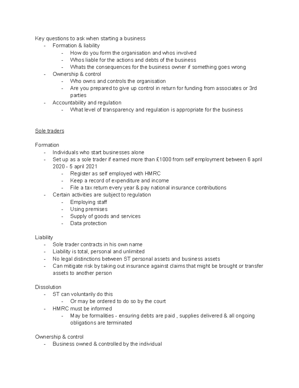 Business Organisations - Key questions to ask when starting a business ...