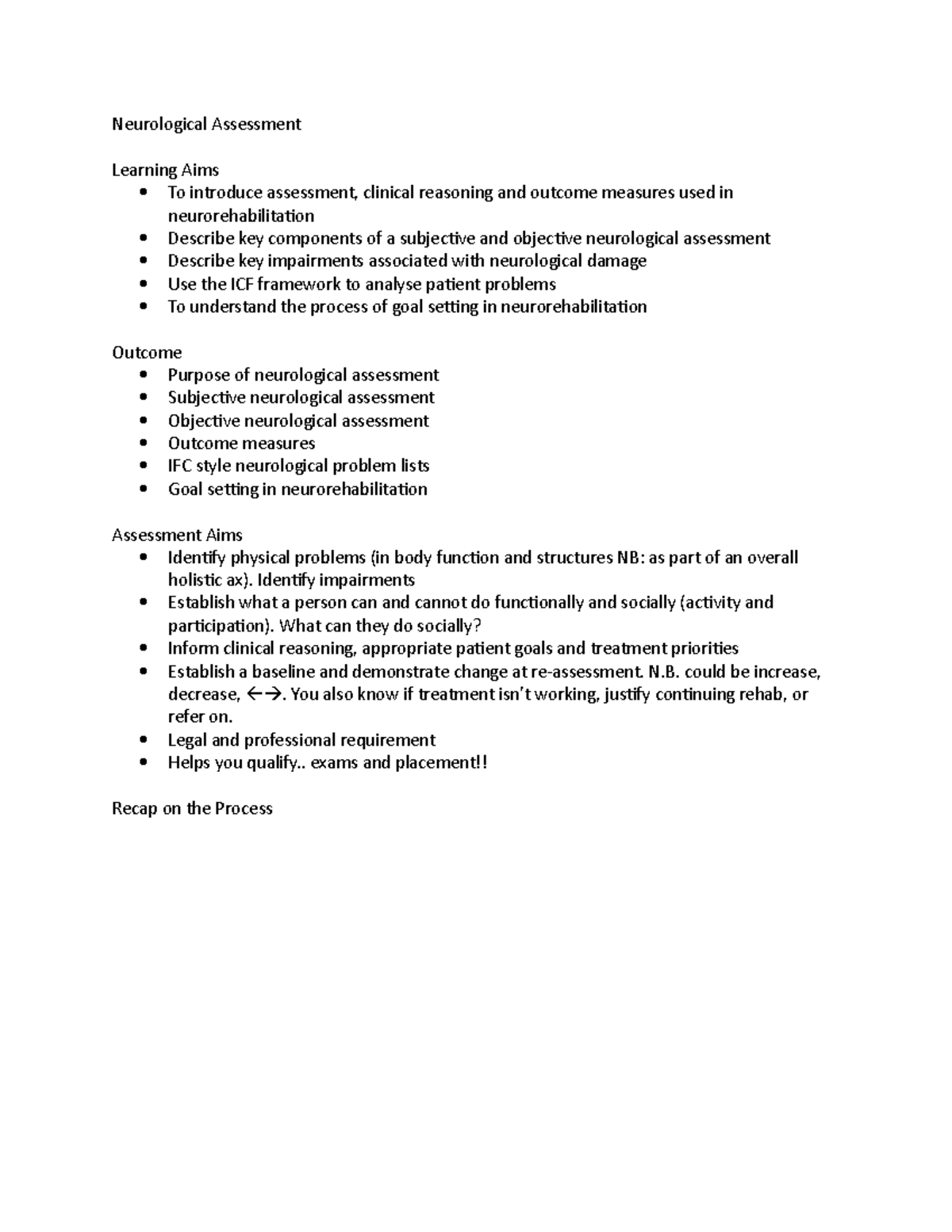 L10- Neurological Assessment - Neurological Assessment Learning Aims To ...