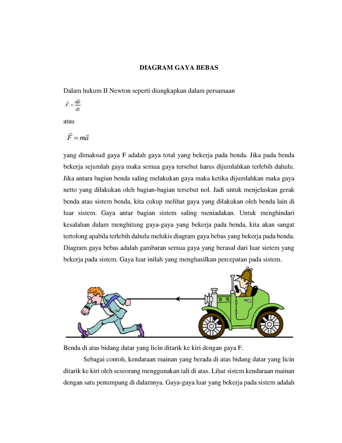 Diagram Gaya Bebas - DIAGRAM GAYA BEBAS Dalam Hukum II Newton Seperti ...