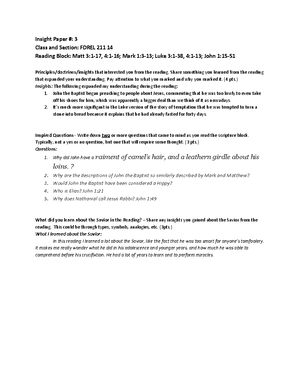 23 Insight Paper - For the class of Brother Parker. - Insight Paper 23 ...