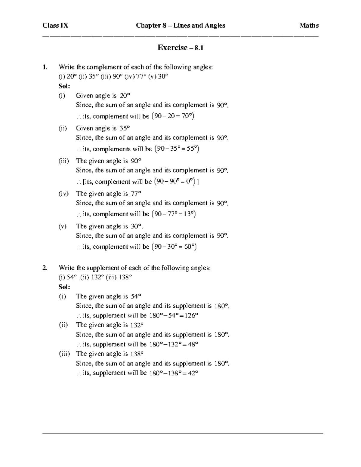 Chapter 8 Lines and Angles - - Studocu