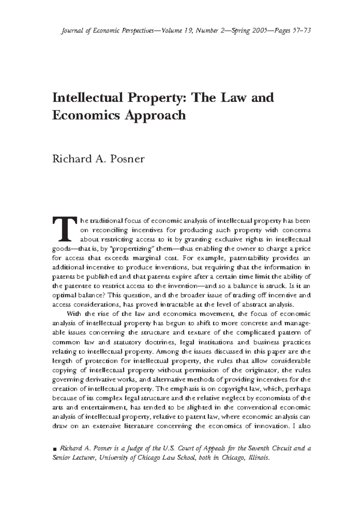 Intellectual Property- The Law and Economics Approach - Intellectual ...