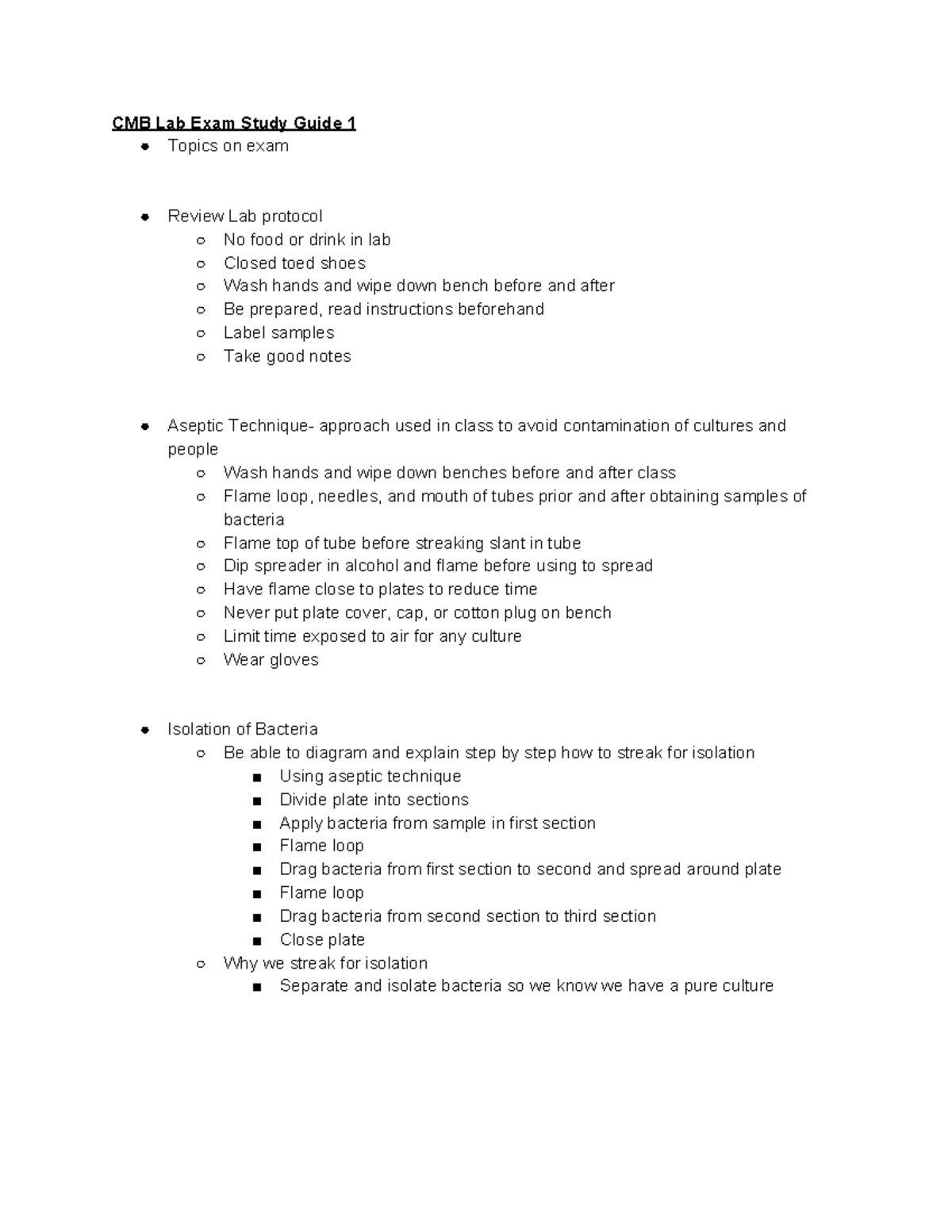 CMB lab exam guide Summary Introductory Medical Microbiology CMB