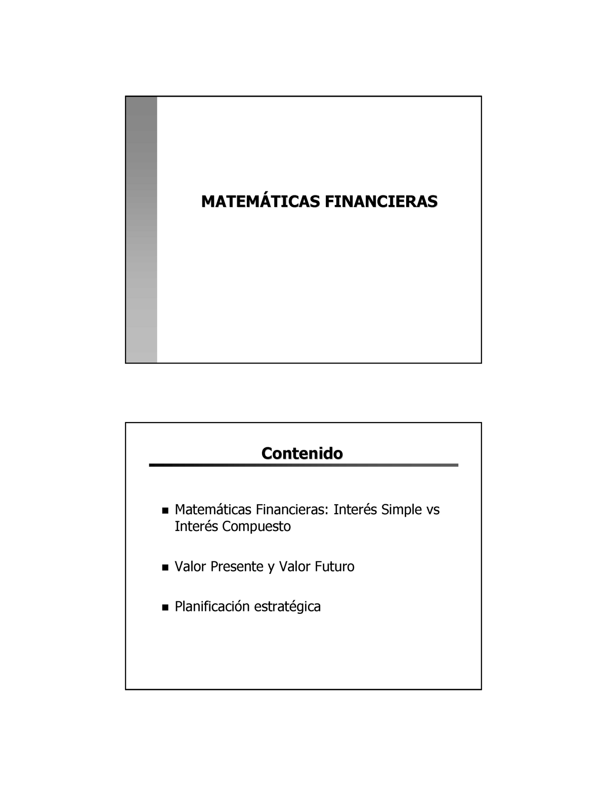 1 - Teoria - MATEMÁTICAS FINANCIERAS Contenido N Matemáticas ...