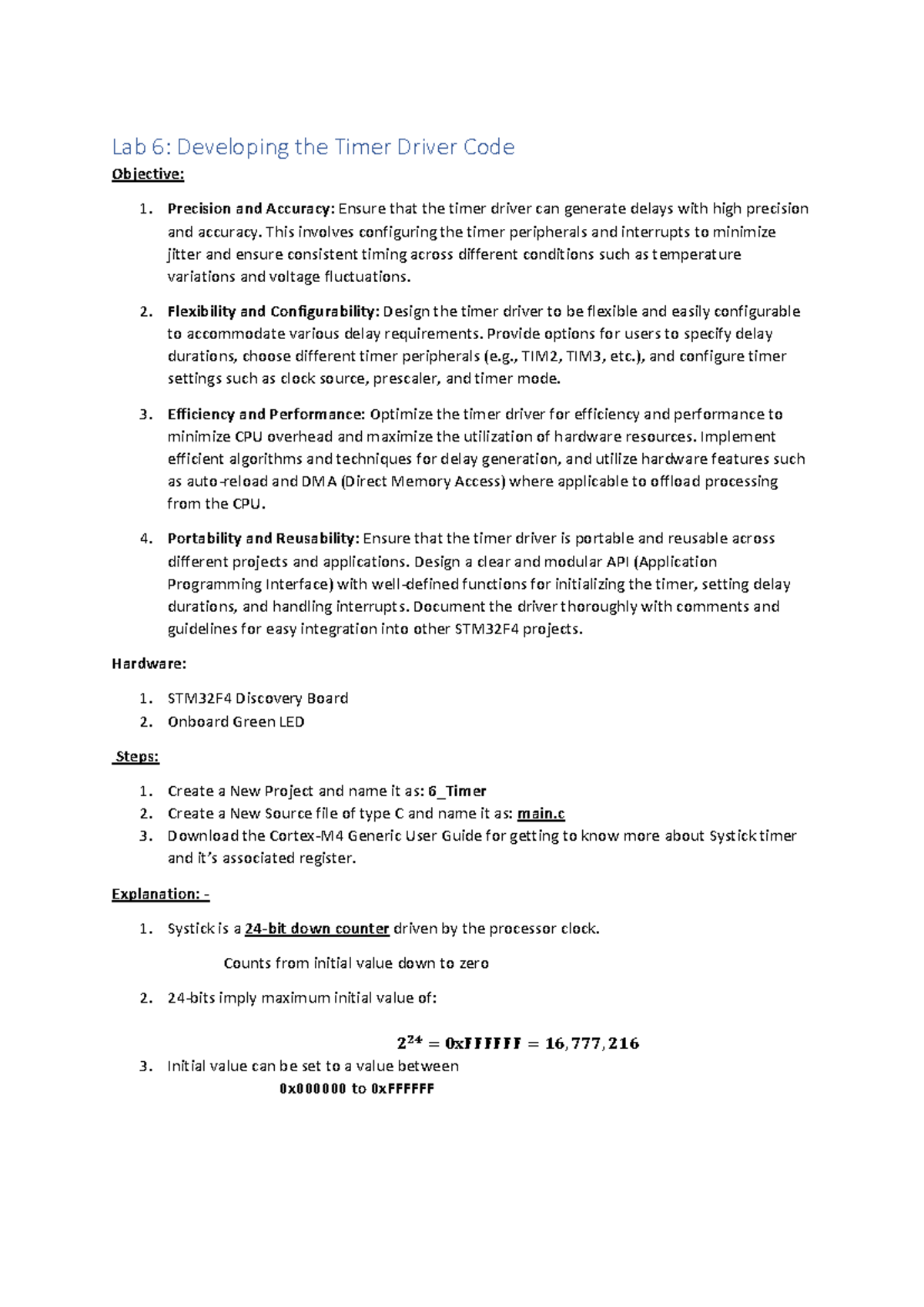 Esd lab6 - Lab 6 : Developing the Timer Driver Code Objective: 1 ...