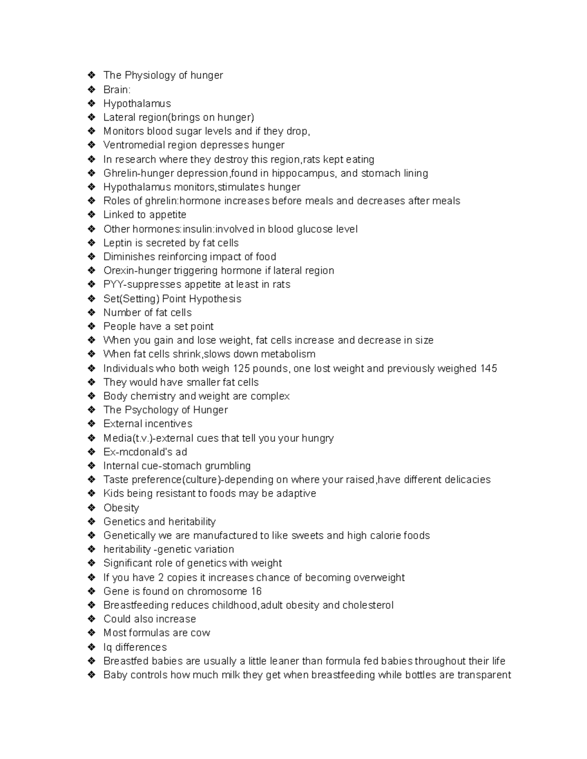 The Physiology of hunger - )-external cues that tell you your hungry Ex ...