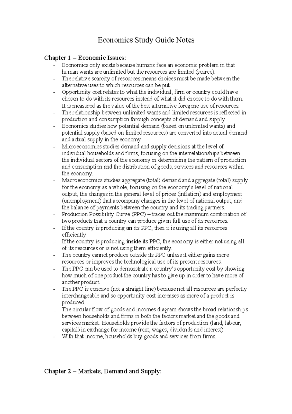 Economics Study Guide Notes - Economics Study Guide Notes Chapter 1 ...