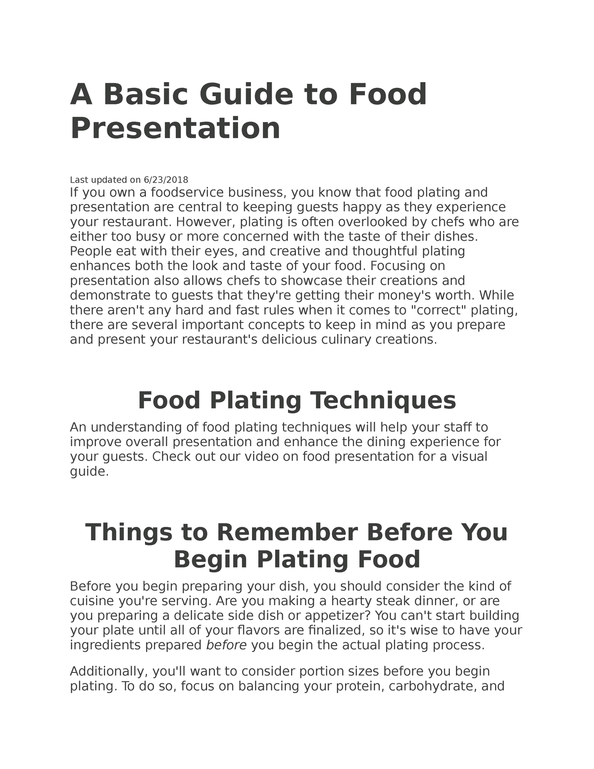 basic guide to food presentation