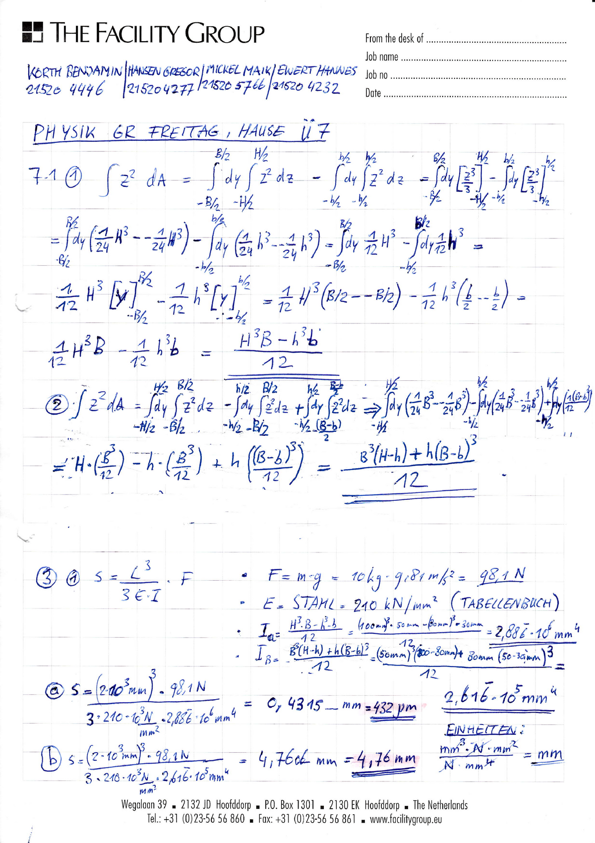 Uebung Physik 07 Berechnung Studocu