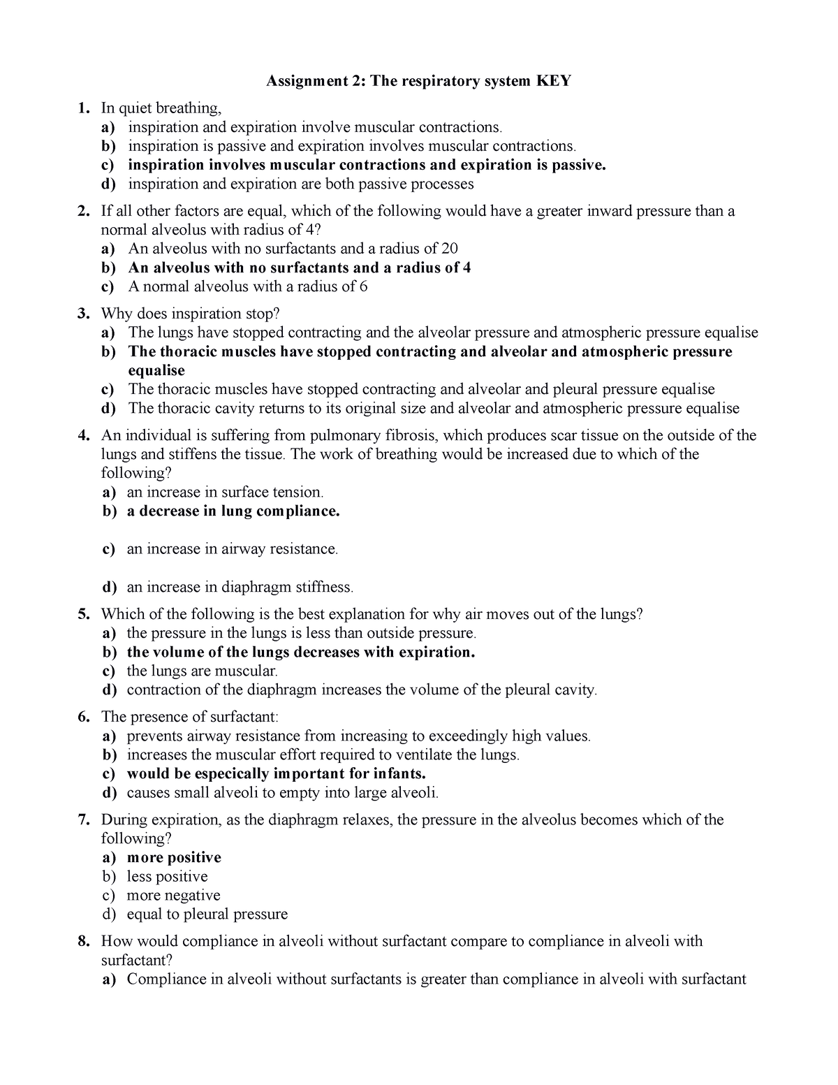 assignment respiratory system