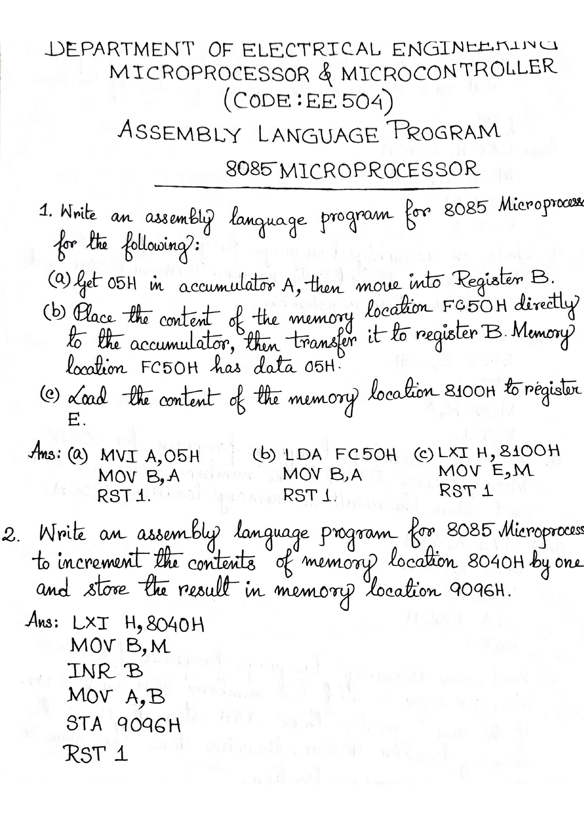 assembly-language-programing-8085mp-electrical-engineering-studocu