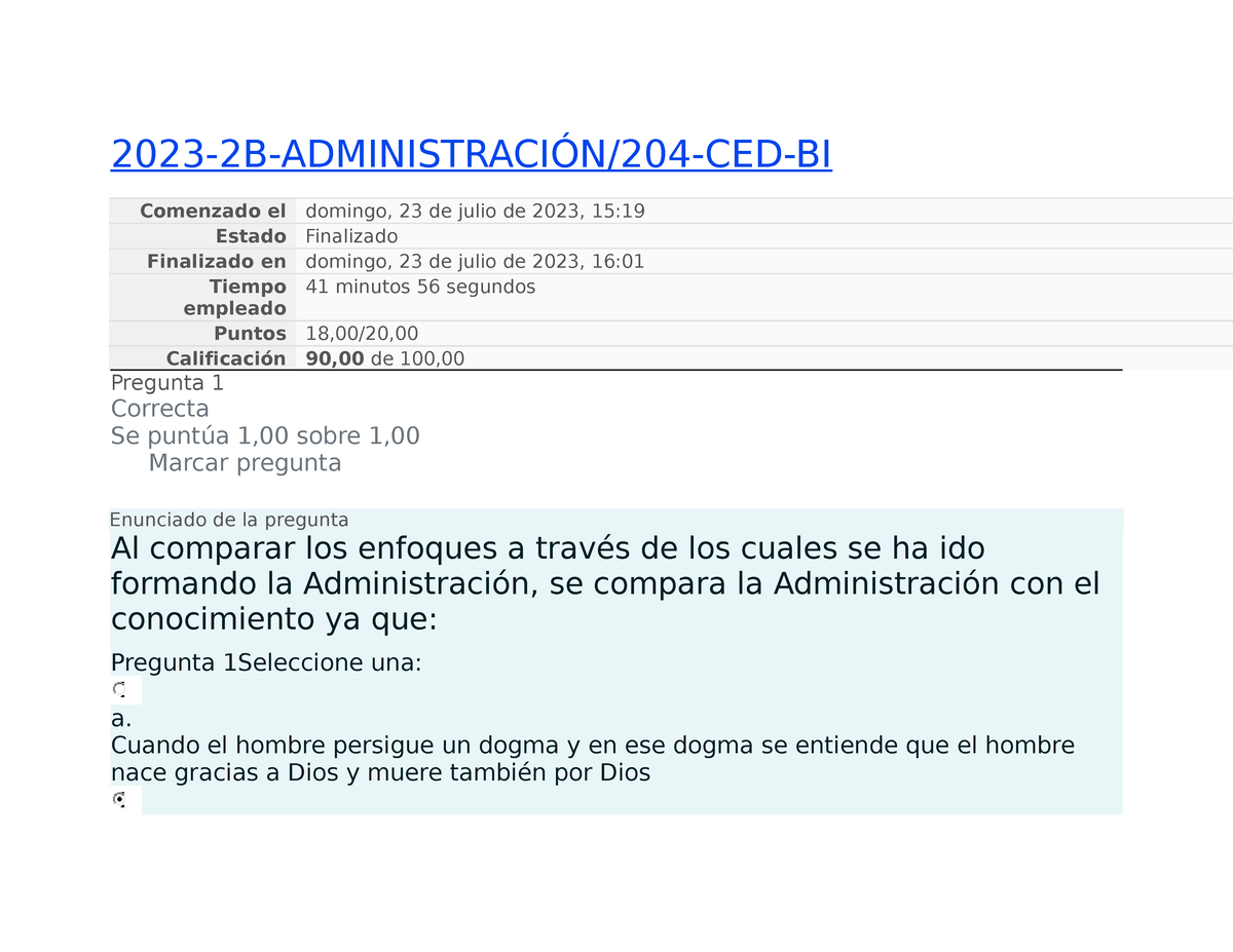 Examen 2023 2B Administración 204-CED-BI - 2023-2B-ADMINISTRACIÓN/204 ...