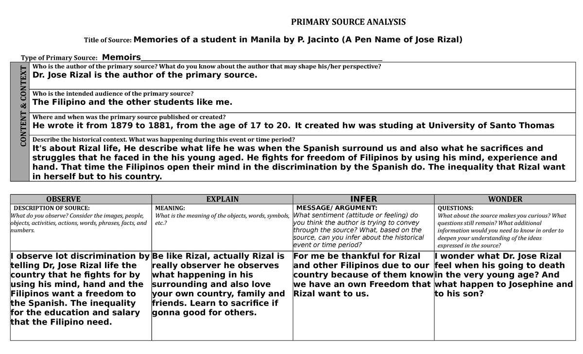 Primary Source and Evaluation - PRIMARY SOURCE ANALYSIS Title of Source ...