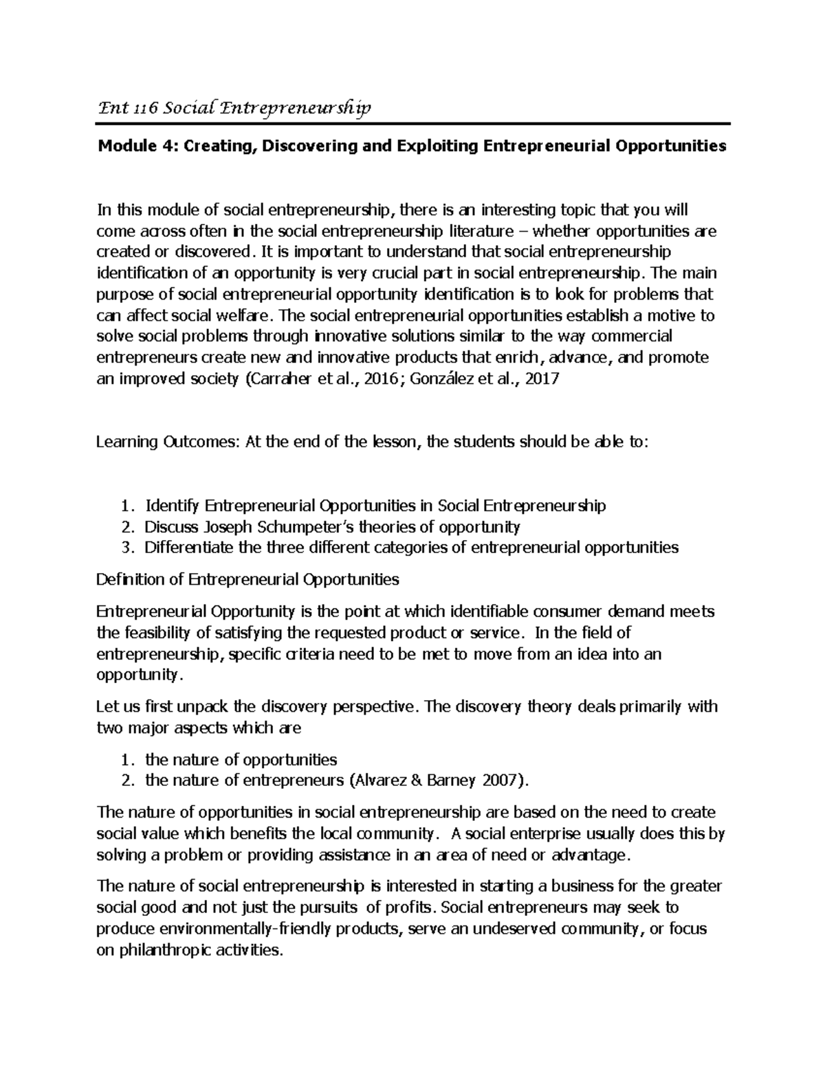 Module 4 in ENT 116 - great - Module 4: Creating, Discovering and ...