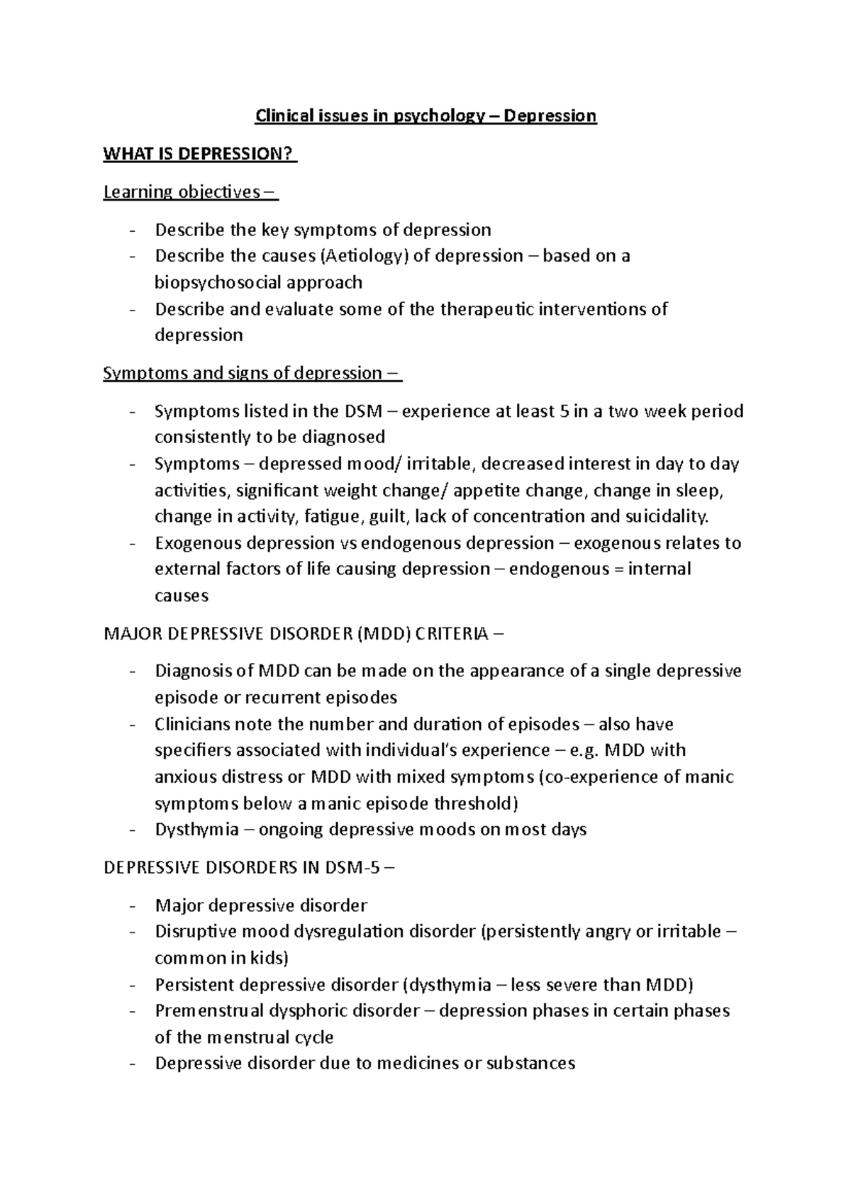 what-is-depression-lecture-notes-1-clinical-issues-in-psychology