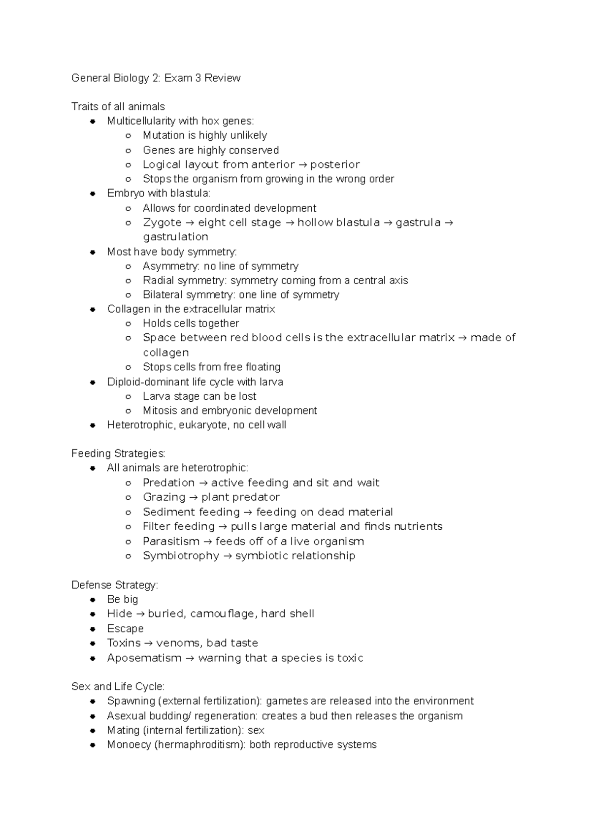 General Biology 2 Exam 3 Review Part 1 - General Biology 2: Exam 3 ...