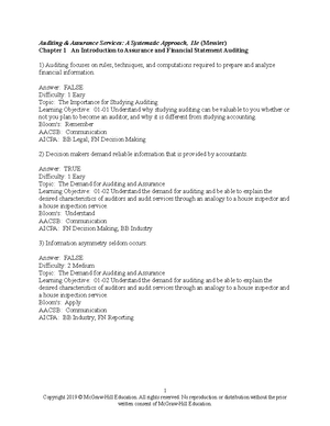 Messier 11e Chapter 05 TB Answer Key B - Auditing & Assurance Services ...