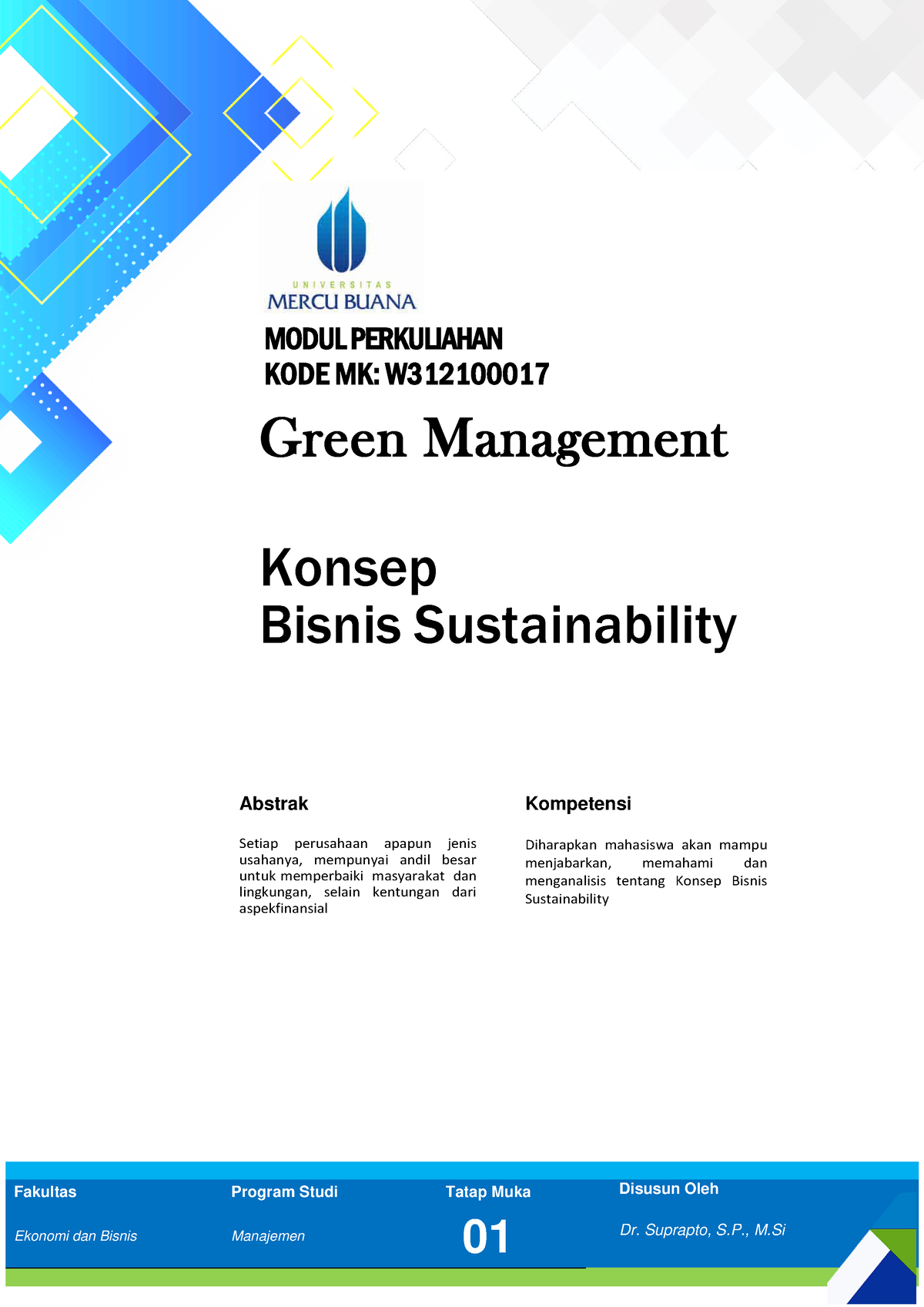 Green Management (Konsep Bisnis Sustainability) - Fakultas Program ...