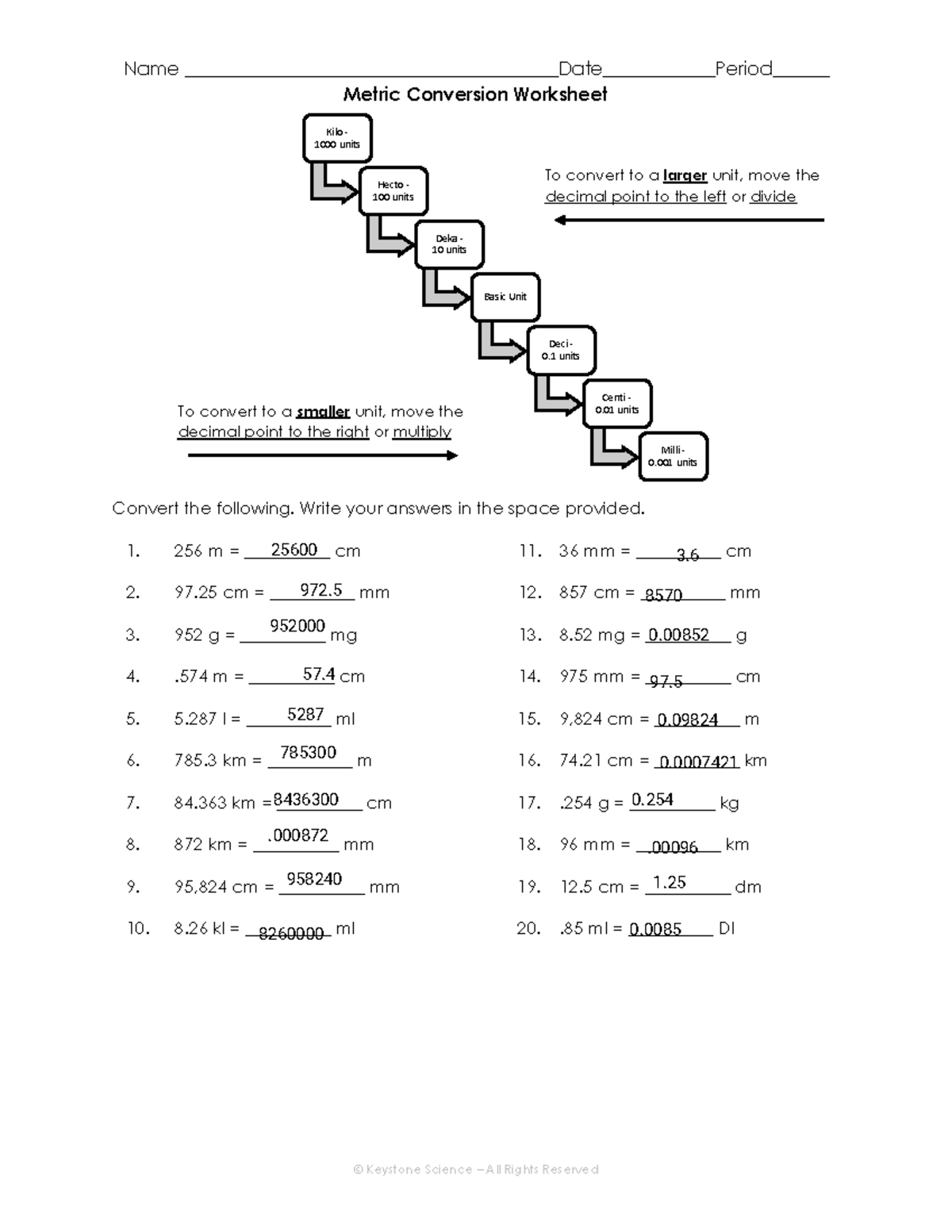 Kami Export - Lola Kinsey - Metric conversions worksheet - Name - Studocu